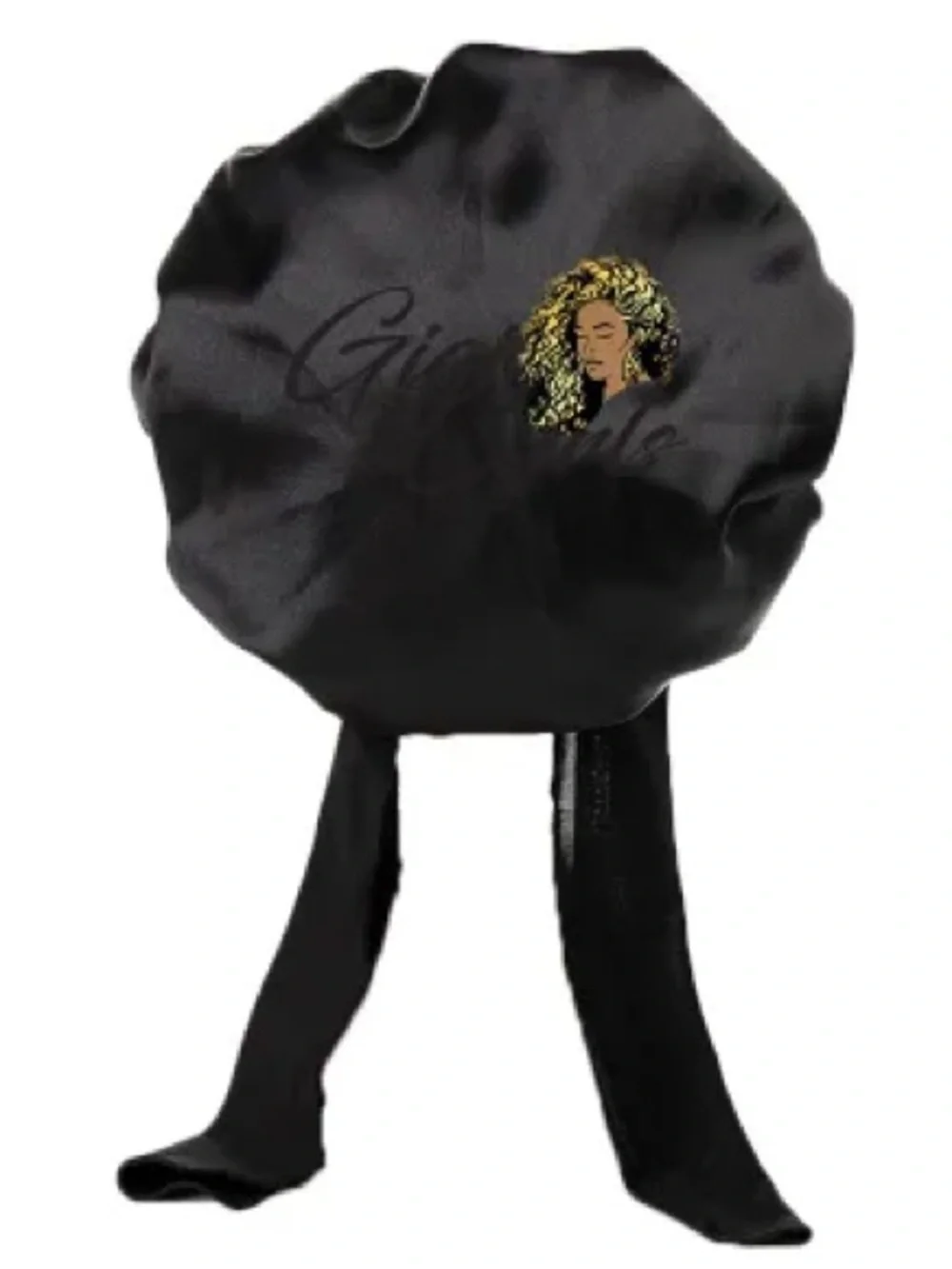Kids Black Satin Bonnet with Side Bow Accent